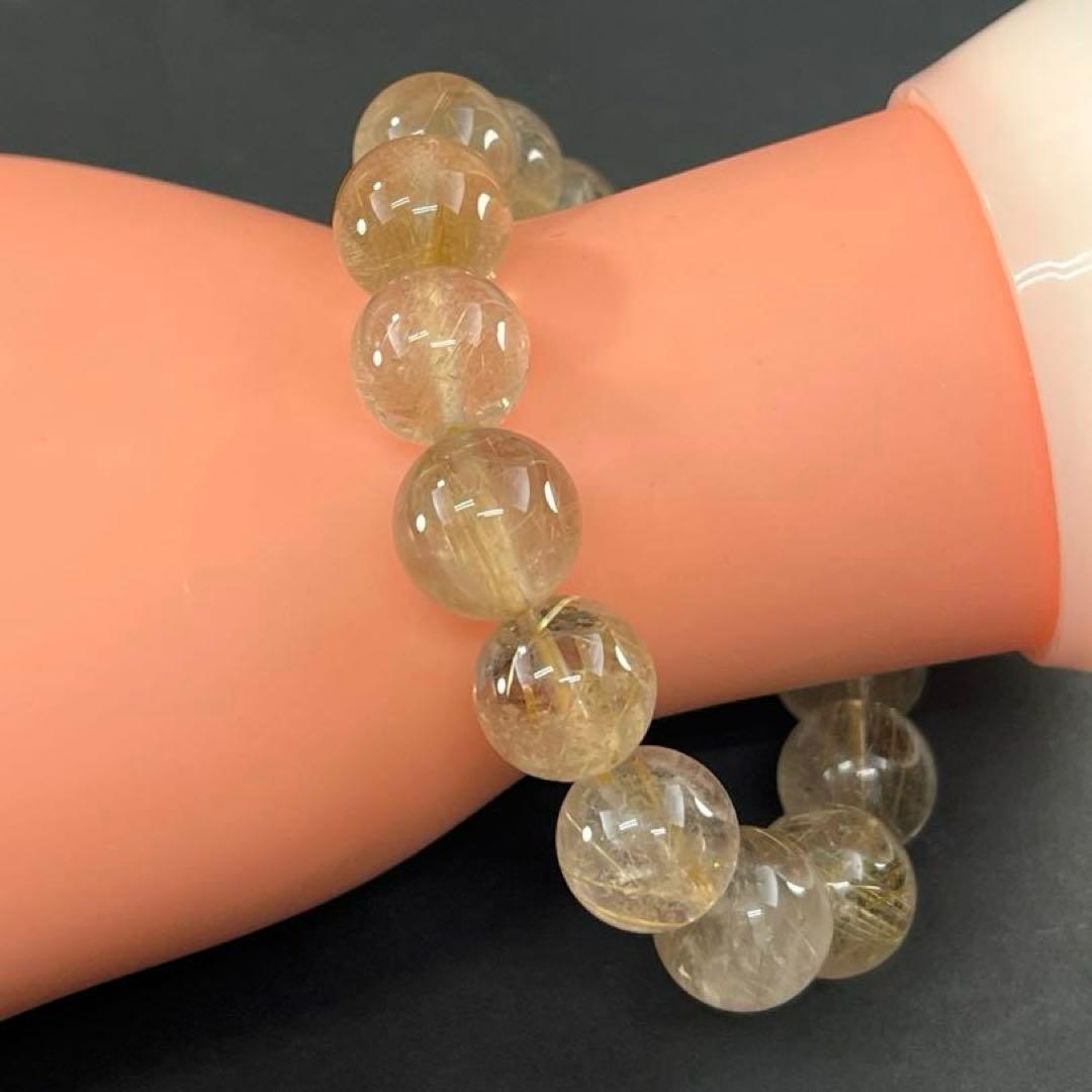 BRY0933☆13㎜玉ルチルクォーツブレスレット☆高品質　金運パワーストーン