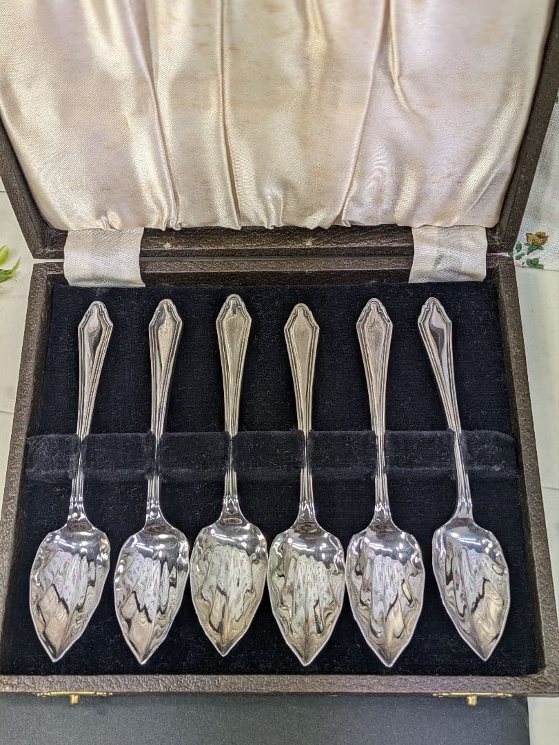 イギリス アンティーク シルバープレート スプーン ６本 ケース入り