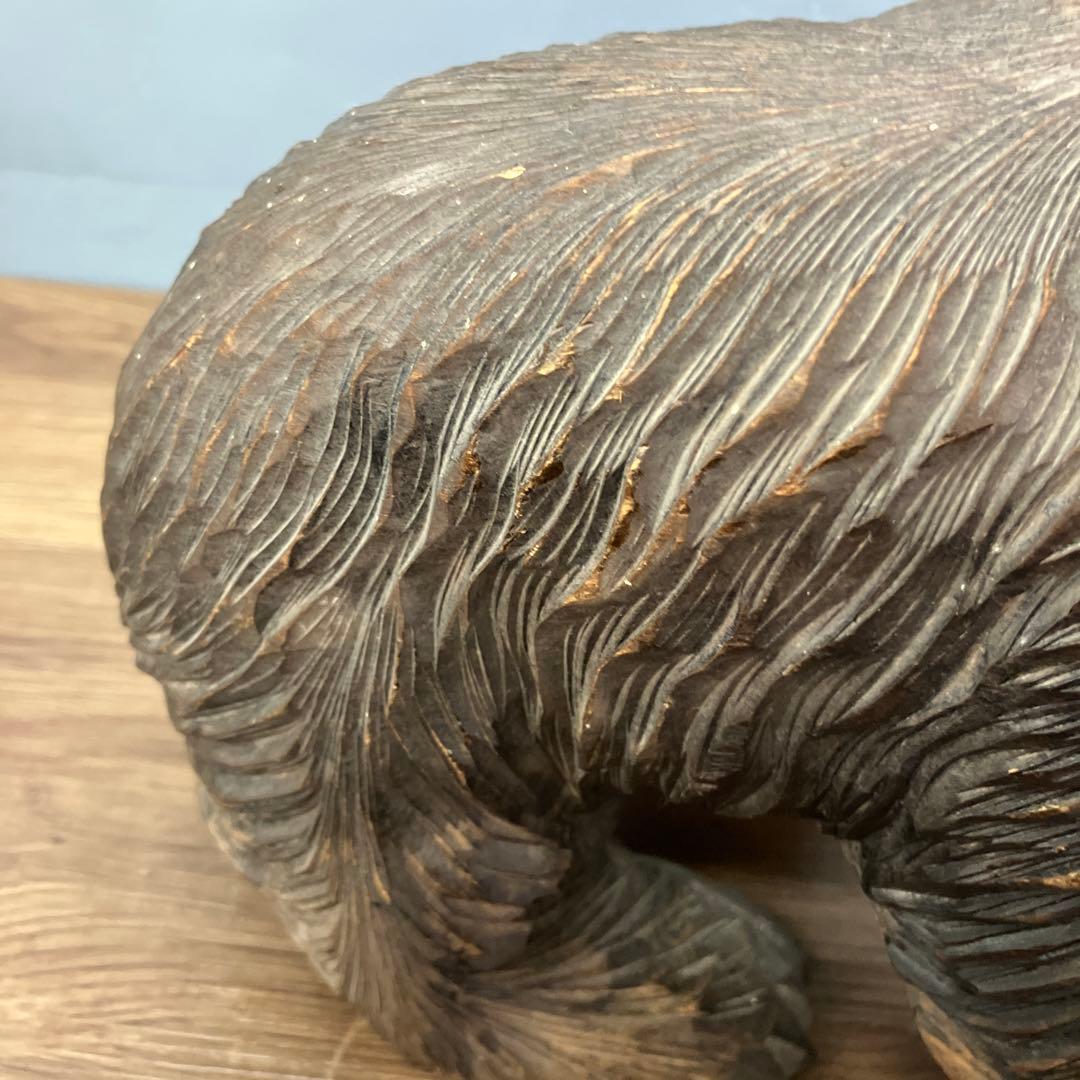 E-4 木彫りの熊 置物 北海道 民芸品 彫刻 木彫り 一刀彫 熊 置物 吠え熊