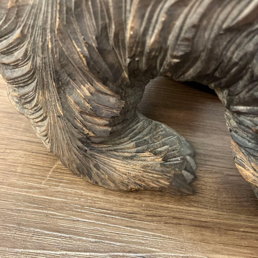 E-4 木彫りの熊 置物 北海道 民芸品 彫刻 木彫り 一刀彫 熊 置物 吠え熊