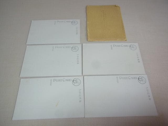 非売品 美品 昭和10年頃◆帝国軍艦集『陸奥、愛宕、那智、日向、龍驤』絵葉書5枚