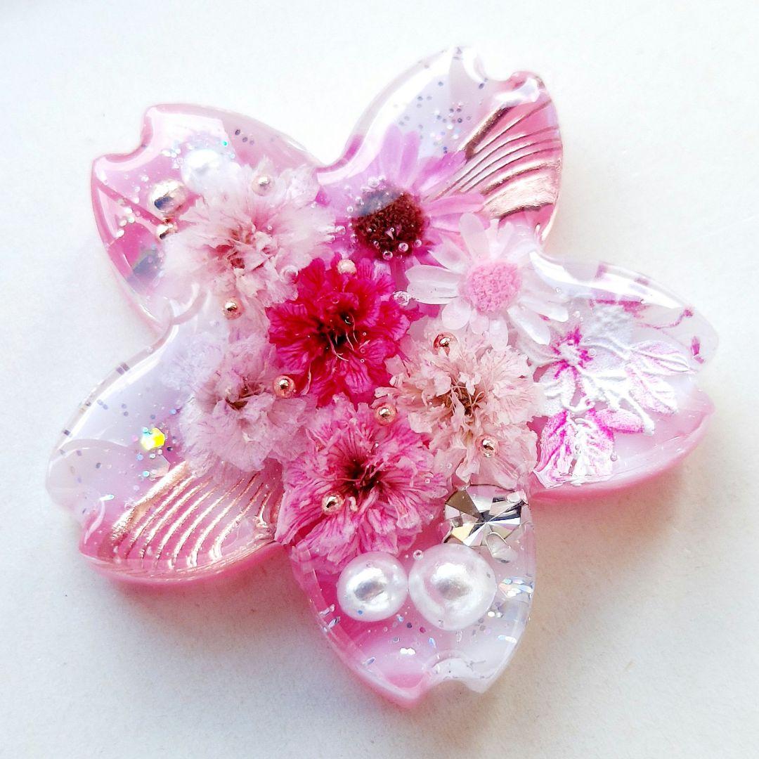 【1055】レジン　桜　ヘアゴム　ポニーフック　ブロ―チ　ハンドメイド