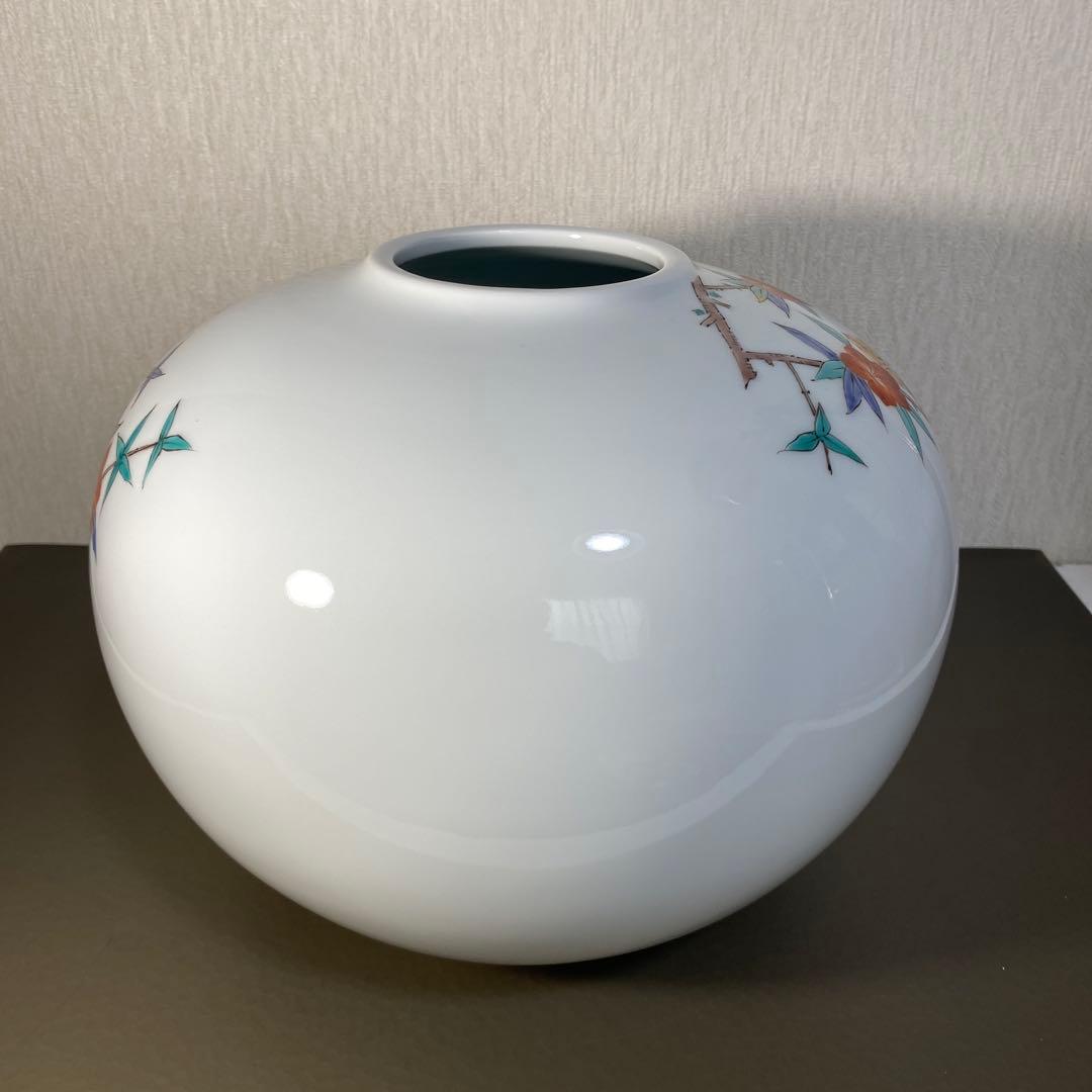 柿右衛門様式 鷹峰作 錦 草花文花瓶 共箱 - メルカリ