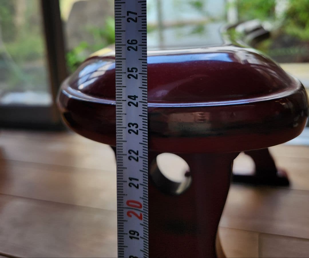 木製漆器 朱塗 根来塗 脇息 肘置き