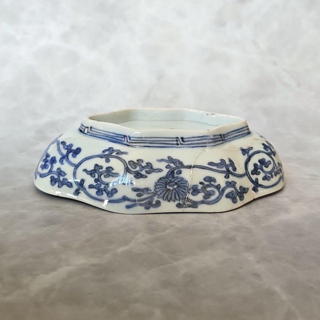 古伊万里 藍柿手 染付 向付 桜 江戸時代 骨董 金直し 金継ぎ