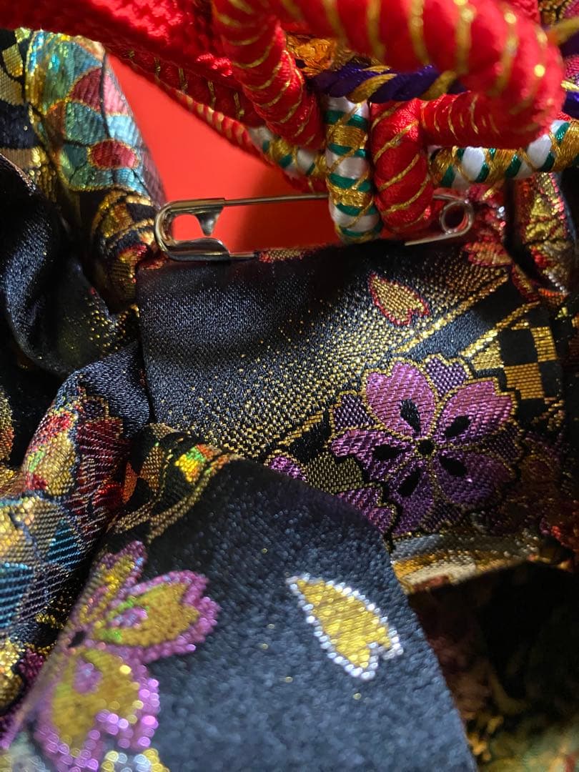 七五三　7歳　作り帯　結び帯　帯　ハコセコセット　黒系　草履　和装バック　超美品