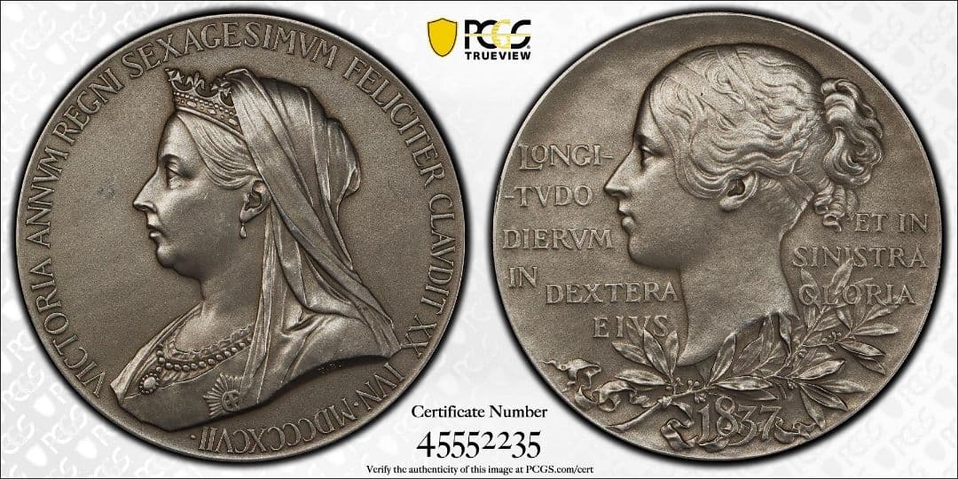 1897年 イギリス ビクトリア女王 60年周年 銀メダル PCGS SP63 - メルカリ