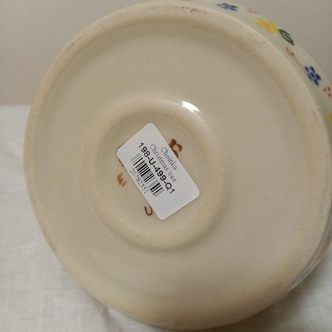 ポーリッシュポタリー　クリスマス　ツリー　キャンドルホルダー　りんごハリネズミ