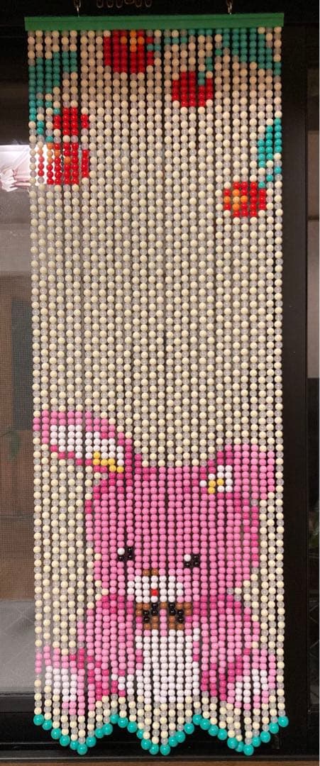 新品】ハンドメイド ビーズのれん さくらんぼ ウサギ かわいい レトロ