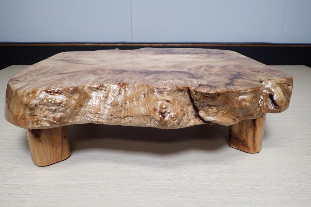 超希少 一点品 天然木 最高級 欅 ケヤキ 切り株 輪切り ローテーブル 座卓