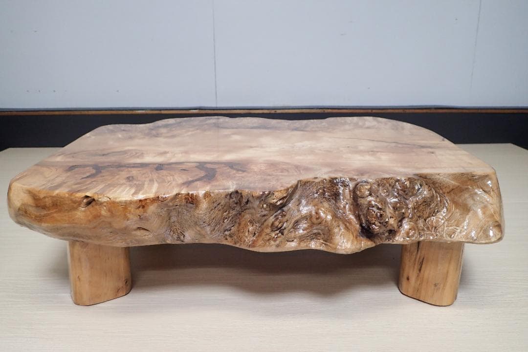 超希少 一点品 天然木 最高級 欅 ケヤキ 切り株 輪切り ローテーブル 座卓