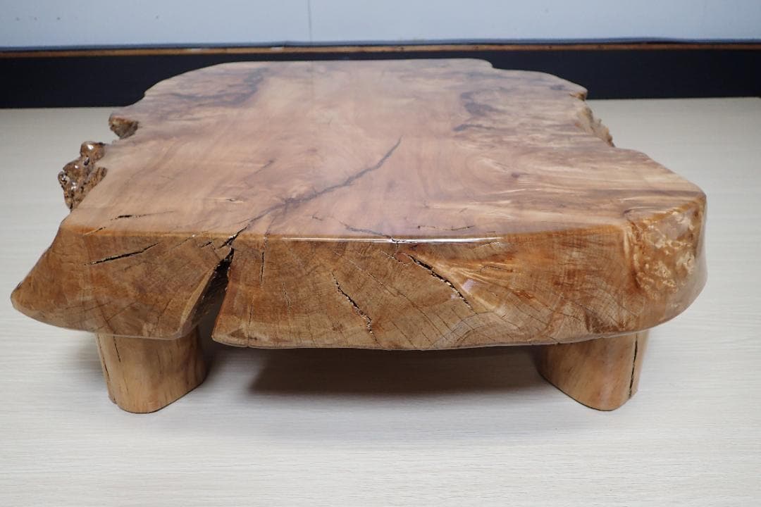 超希少 一点品 天然木 最高級 欅 ケヤキ 切り株 輪切り ローテーブル 座卓