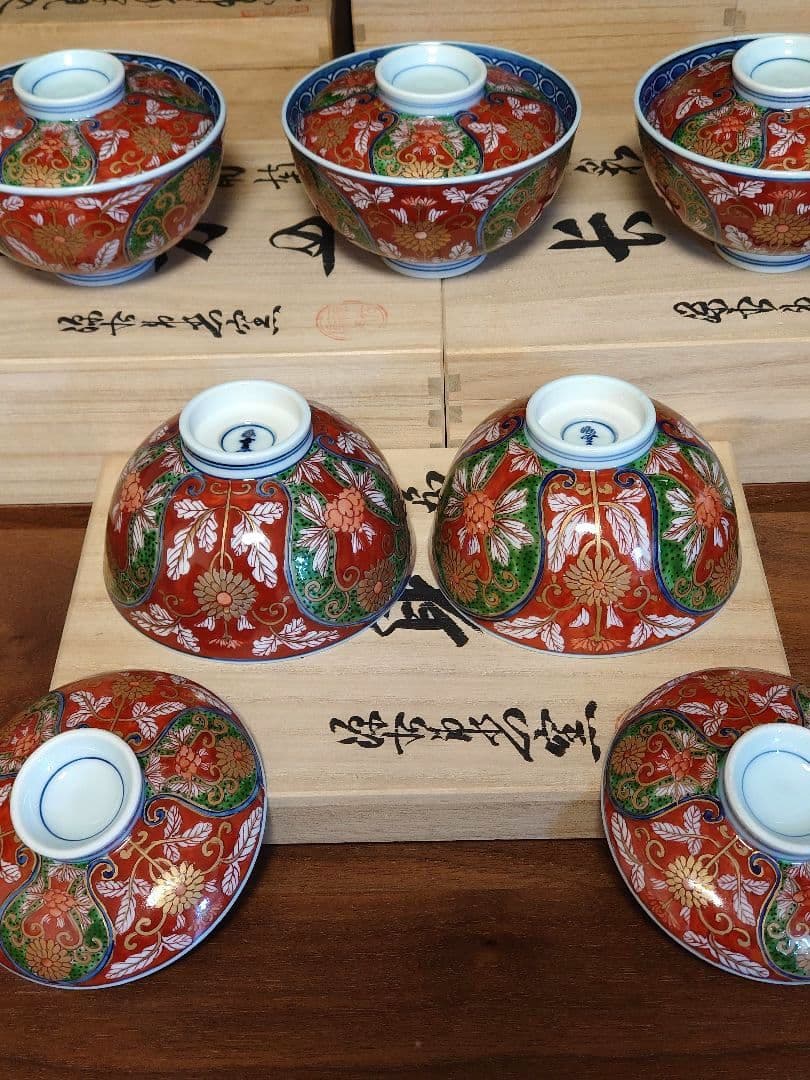 源右衛門 窯　豪華な蓋碗5客　訳あり　正月準備