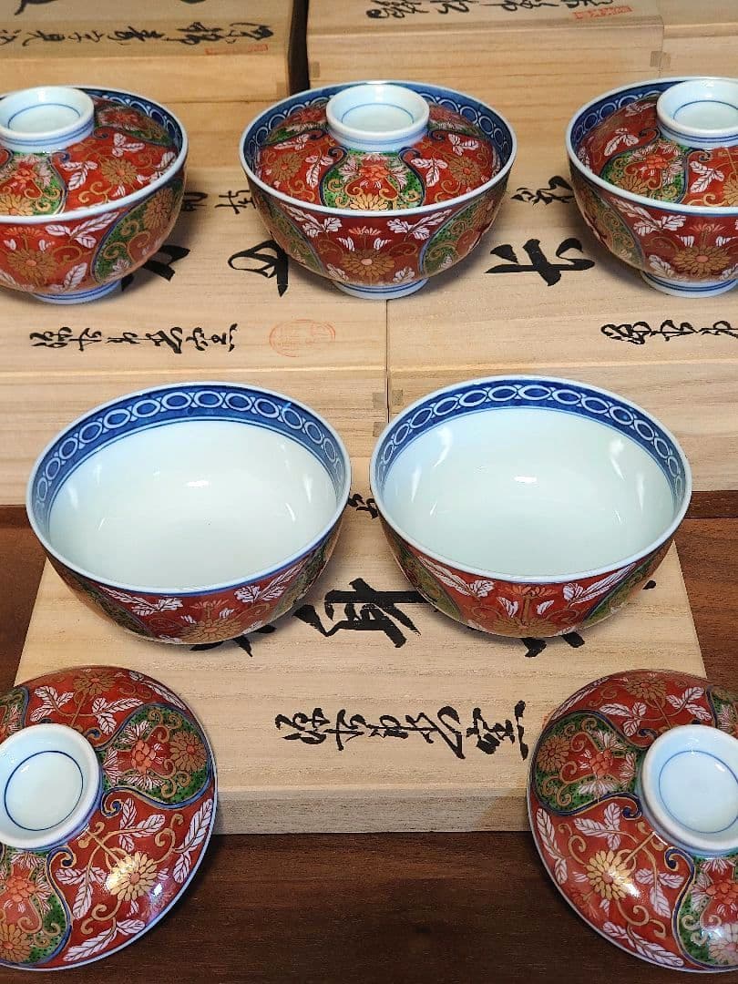 源右衛門 窯　豪華な蓋碗5客　訳あり　正月準備