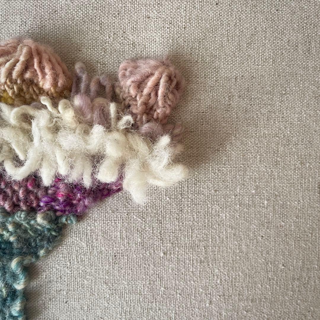 【一点もの】『手紡ぎ糸のお花. a'』手刺繍ファブリックパネル