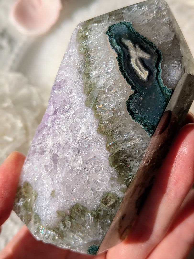 ♡虹沢山 瑪瑙 タワー♡ 紫✕緑 アメジスト - メルカリ