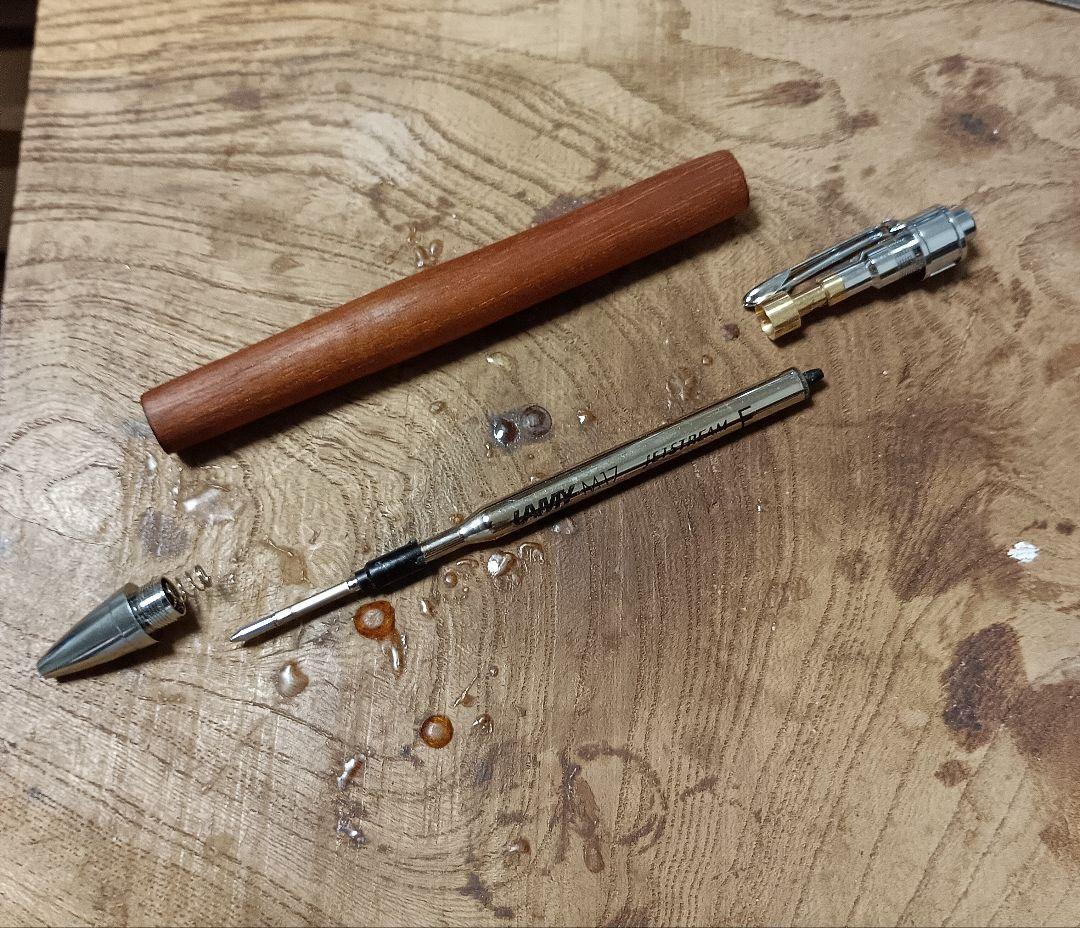 木軸ボールペン0.5㎜ ホンジュラスマホガニー蜜蝋クリーム仕上げ