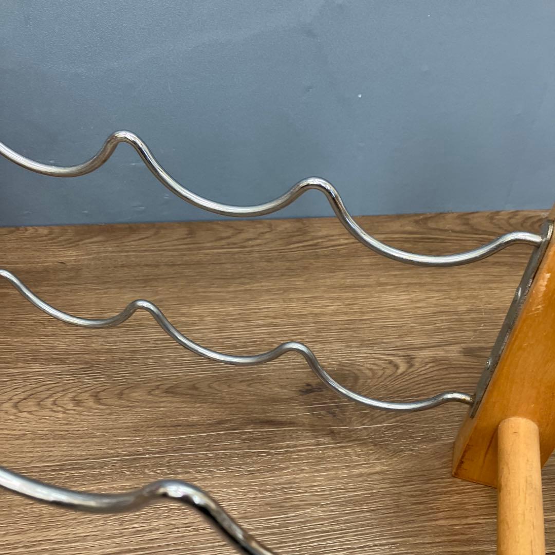 B-3 昭和レトロ 木製 ワインラック お酒ラック8本収納 2段 波型 スチール