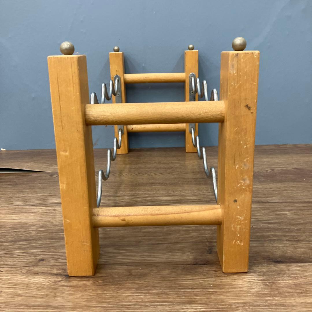 B-3 昭和レトロ 木製 ワインラック お酒ラック8本収納 2段 波型 スチール