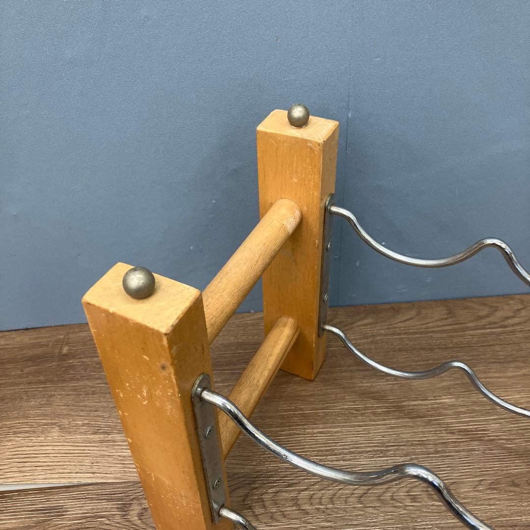 B-3 昭和レトロ 木製 ワインラック お酒ラック8本収納 2段 波型 スチール