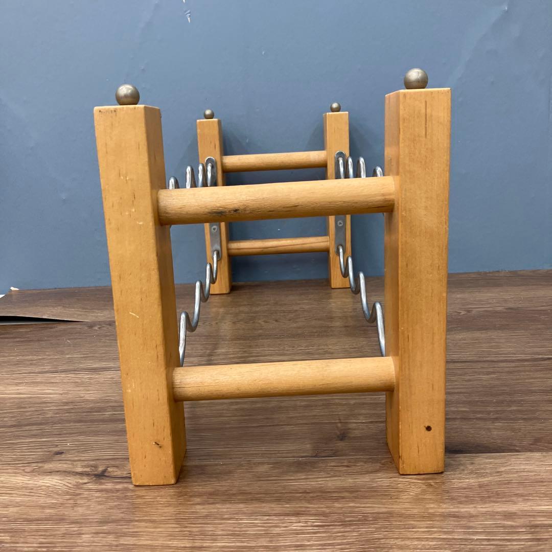 B-3 昭和レトロ 木製 ワインラック お酒ラック8本収納 2段 波型 スチール