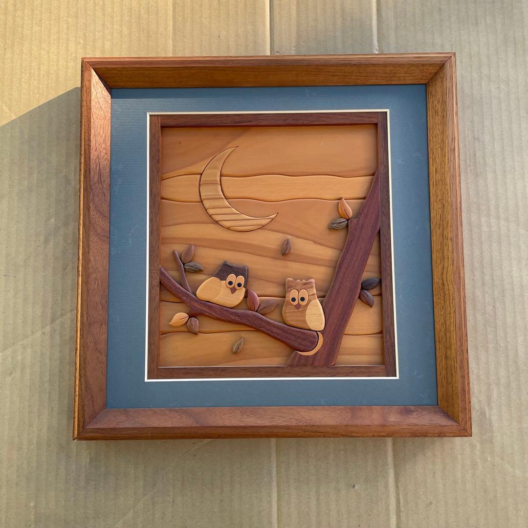 寄せ木象嵌工房 Pecker ペッカー工房 ふくろう フクロウ 額縁 インテリア