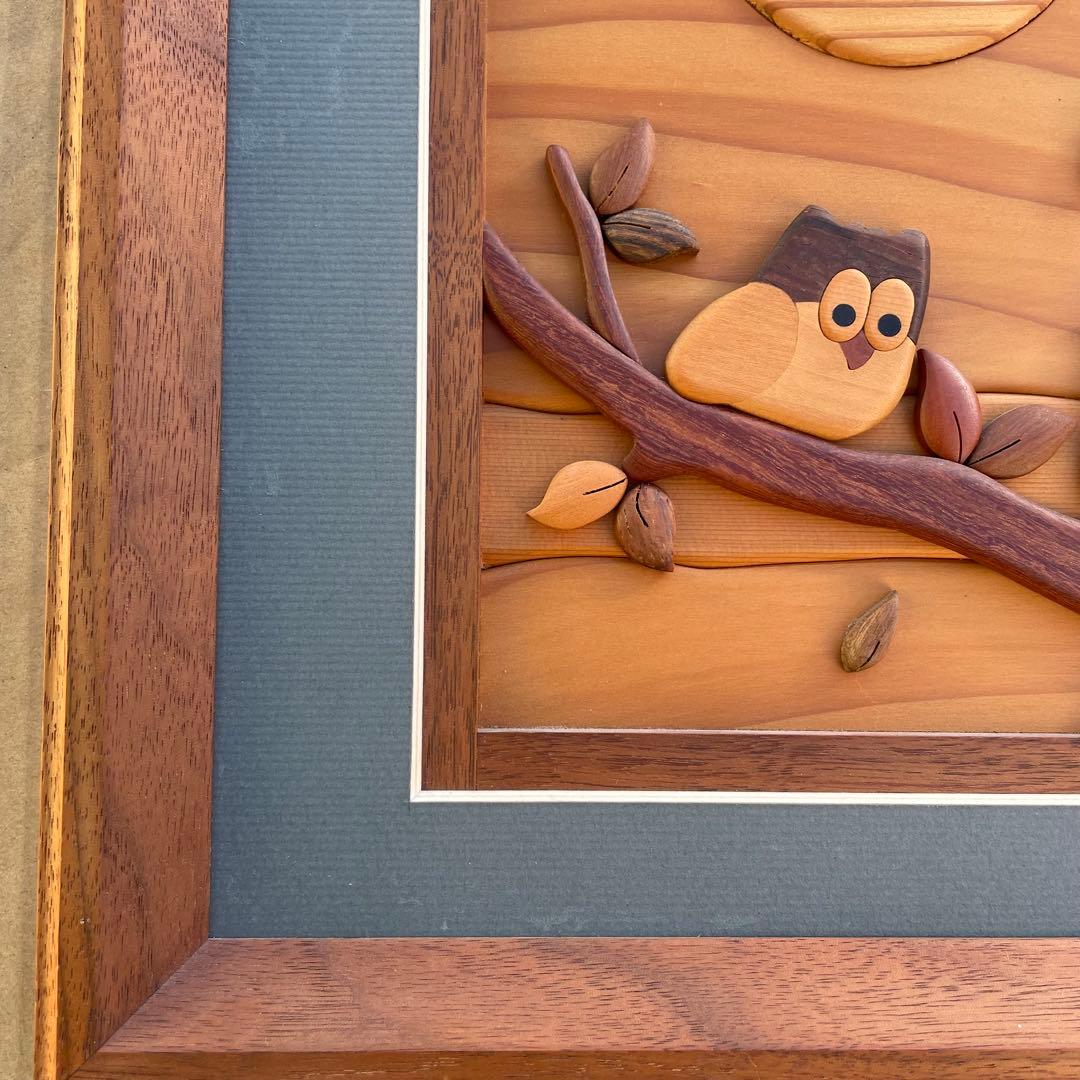 寄せ木象嵌工房 Pecker ペッカー工房 ふくろう フクロウ 額縁 インテリア