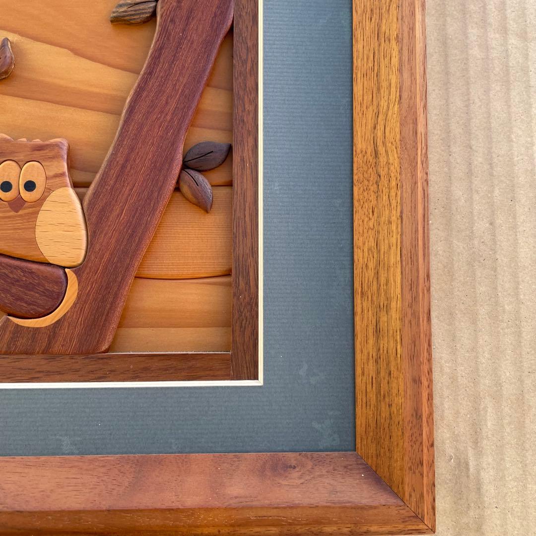 寄せ木象嵌工房 Pecker ペッカー工房 ふくろう フクロウ 額縁 インテリア