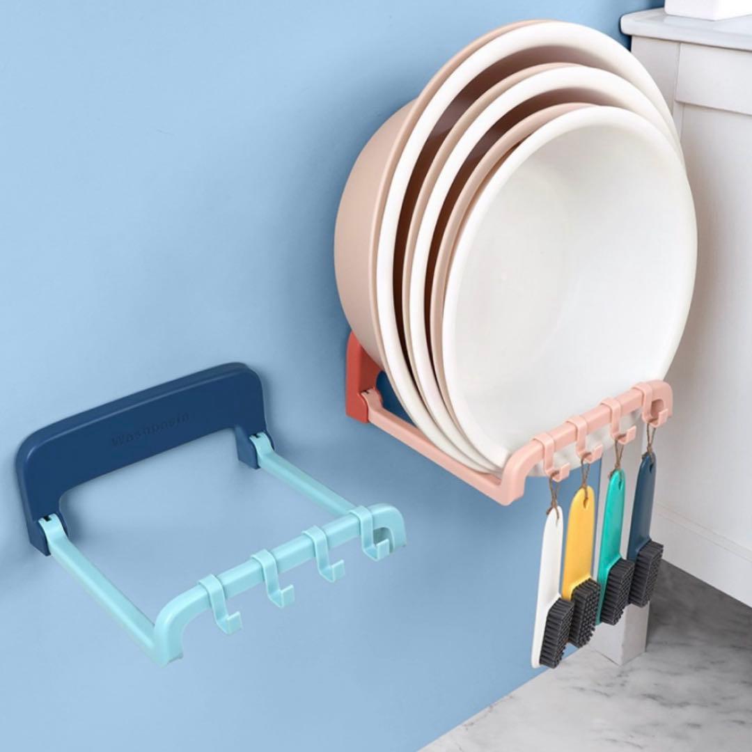 お風呂　ラック　フック　壁掛け　吸盤　強力　賃貸　洗面器　掃除用具　タオルかけ