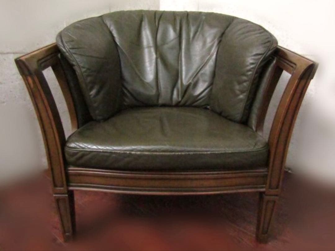 MARUNI 地中海ロイヤルシャルル総革クラシック1人掛けソファ