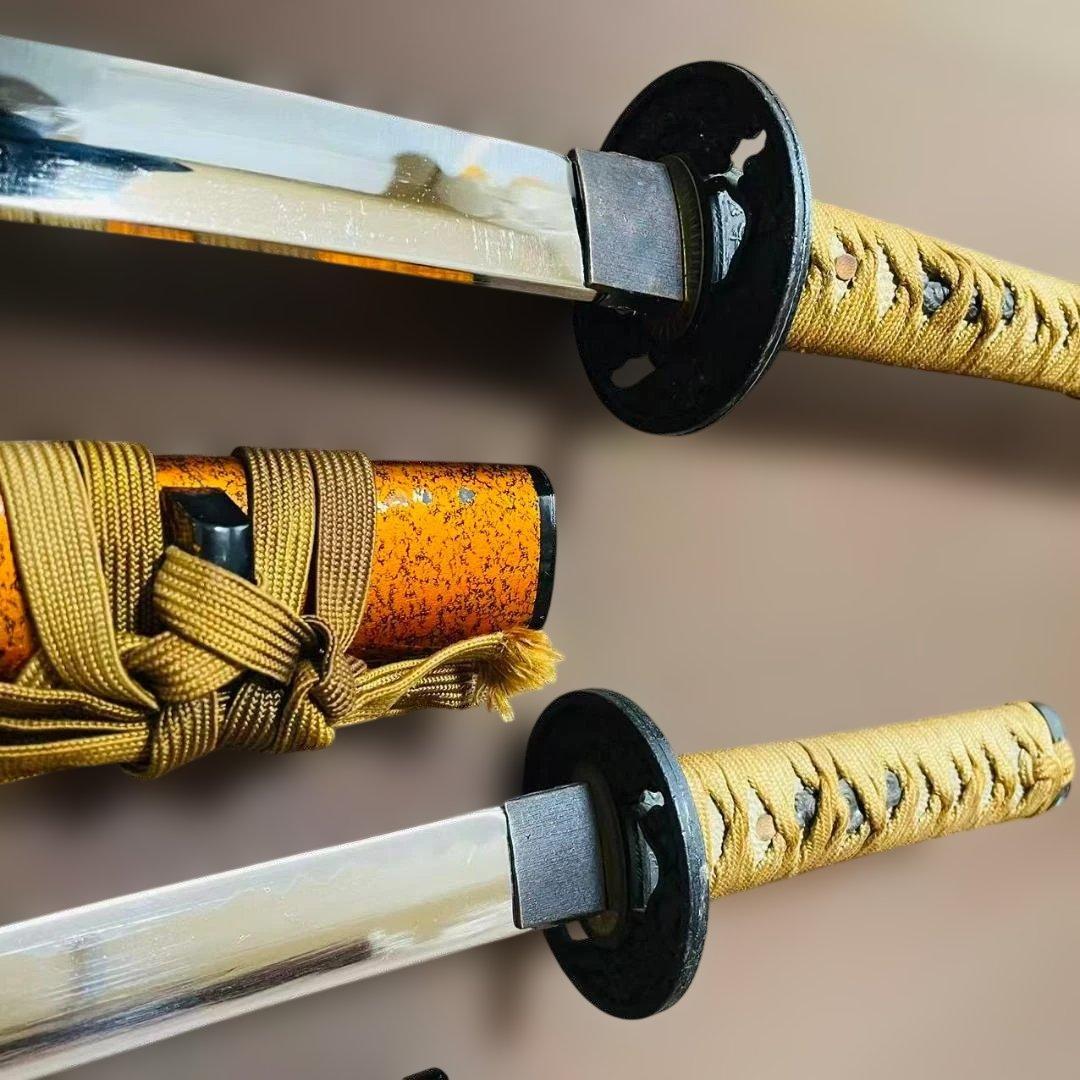 高級模造刀　居合刀　のたれ刃紋　2本セット　打刀　脇差　インテリア （刀6）