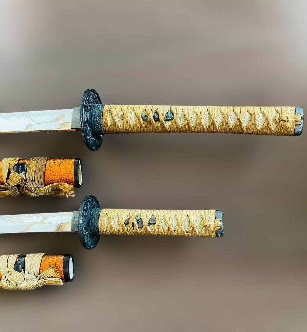 高級模造刀　居合刀　のたれ刃紋　2本セット　打刀　脇差　インテリア （刀6）