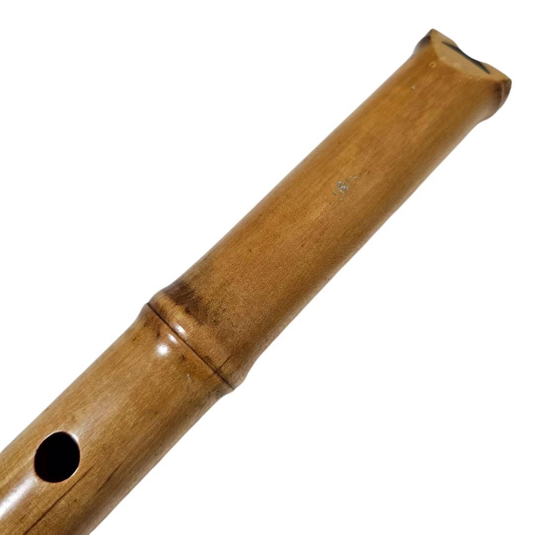 尺八 琴古流 1尺2寸 5孔 蝴蝶宝 銘あり 2印 短管 直管 和楽器 木製