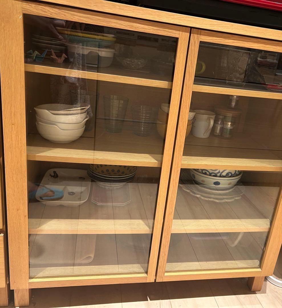 無印良品　木製キャビネット　ガラス