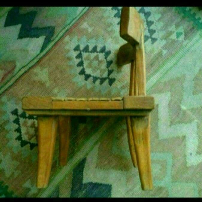 インドネシア　古材チークと竹の小さな椅子