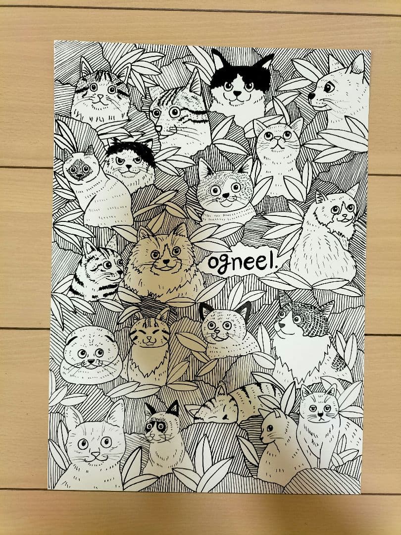 【猫まみれBIG】 原画　一点物　インテリア　猫　アート