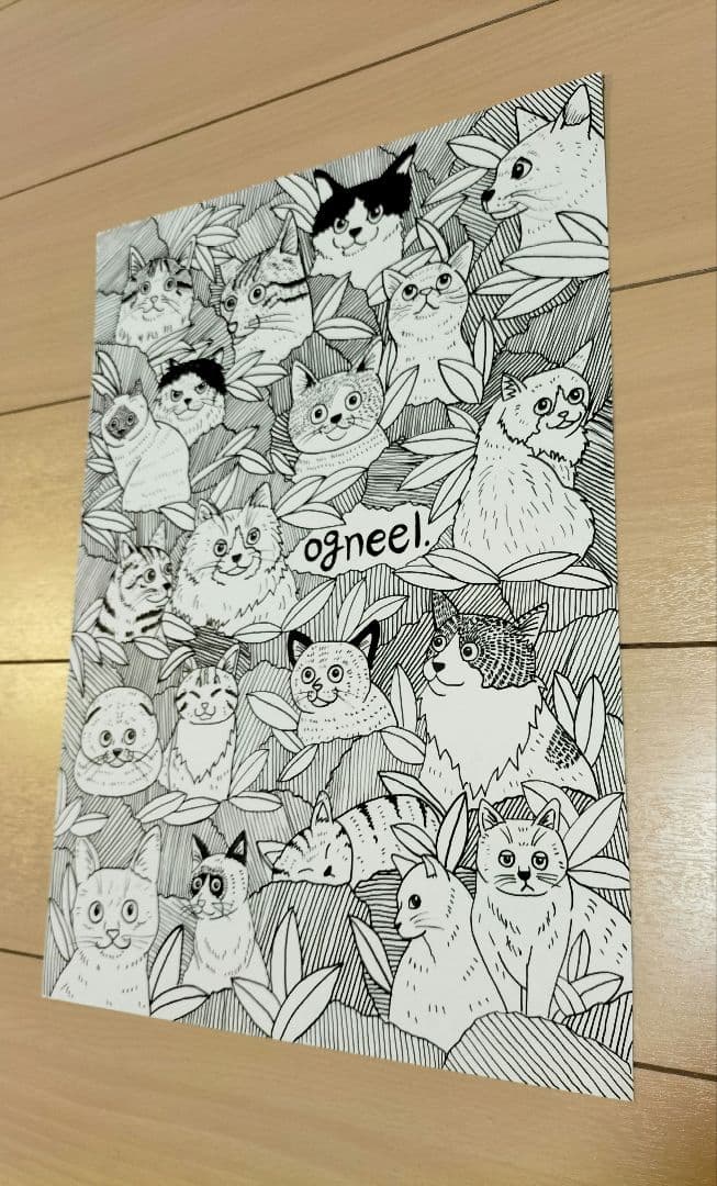 【猫まみれBIG】 原画　一点物　インテリア　猫　アート