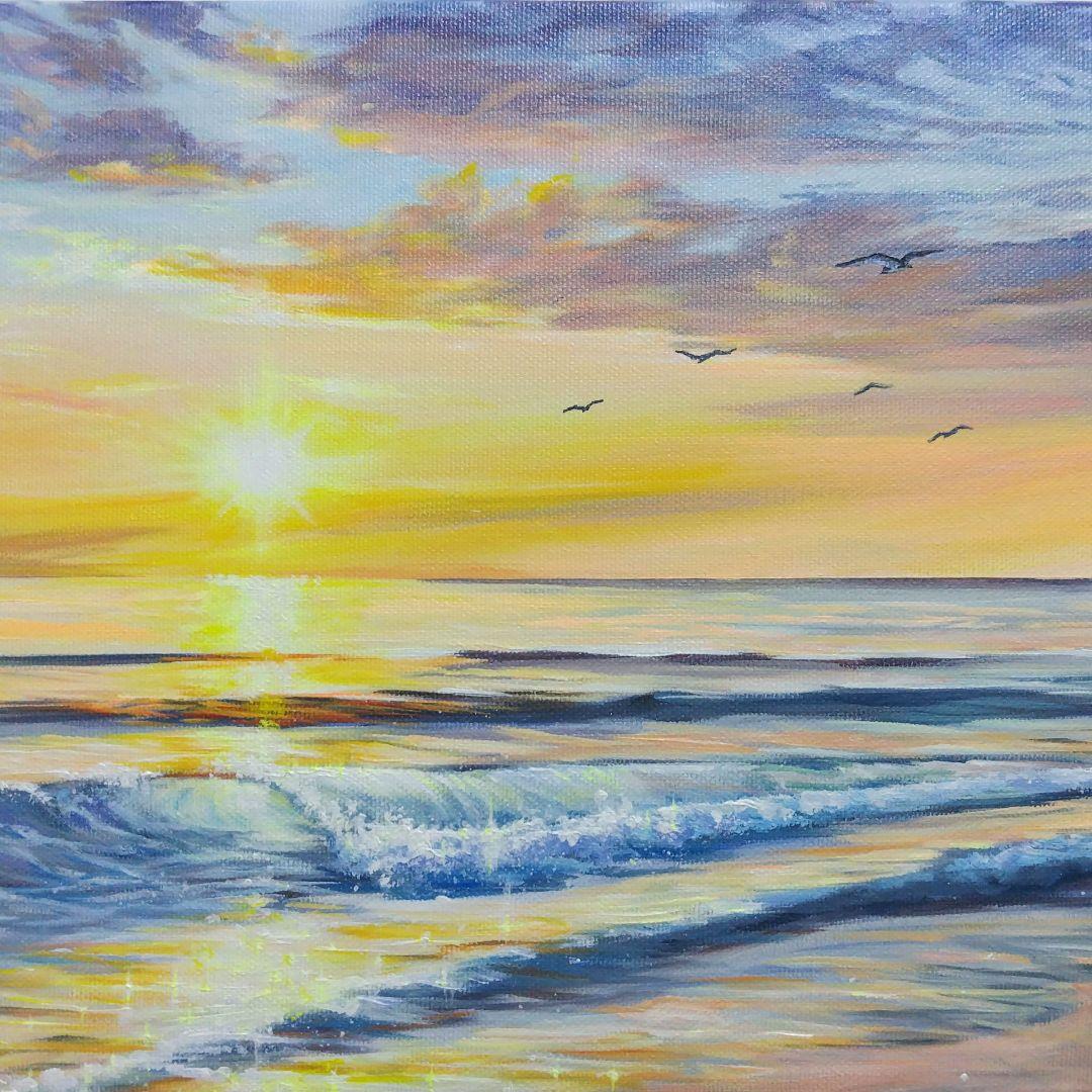 夕暮れの海】アクリル画 F3 風景画 絵画 原画 海の絵 - メルカリ