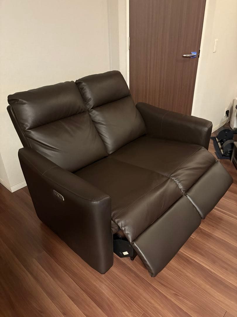 ニトリ　ソファ　電動リクライニング　ダークブラウン