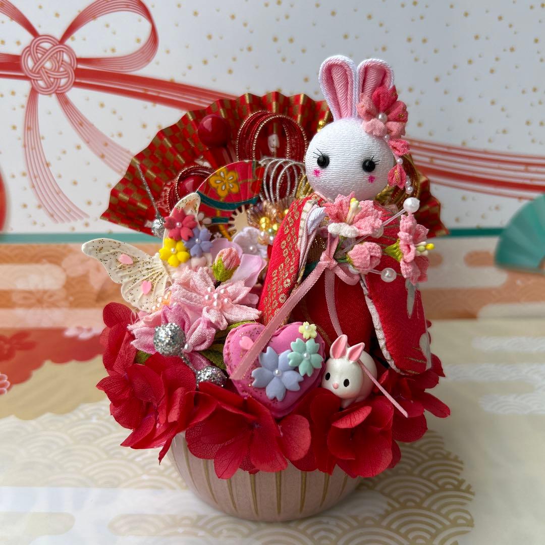 ハンドメイド❣️お花見❣️おめかしうさきちゃん❣️さくら、蝶々、春のアレンジ❣️