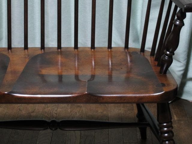 松本民芸家具 ミズメザクラ 楢 無垢材 513型 長ウィンザーチェアⅢ 3人