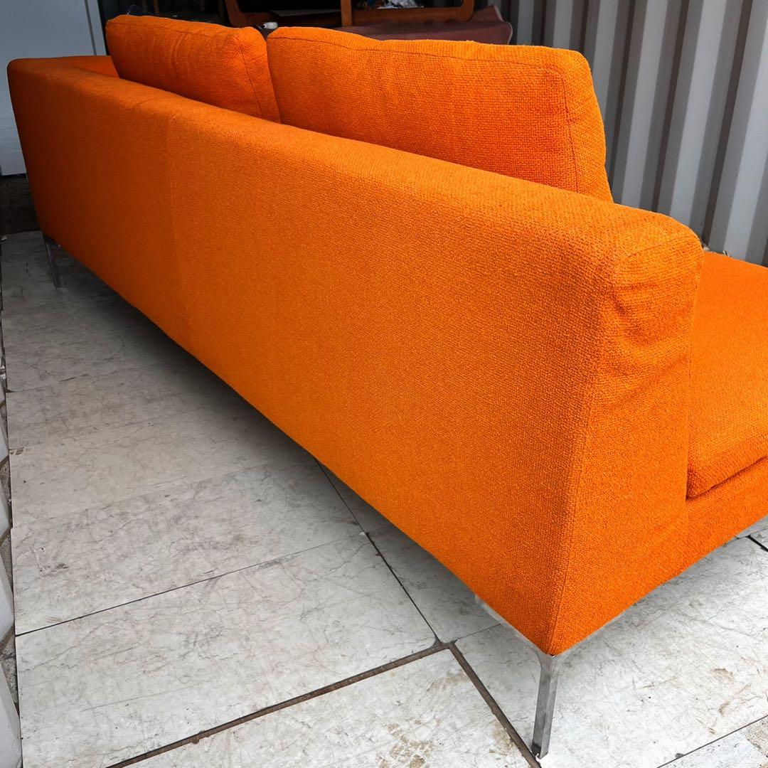 取付無料！b&bイタリア チャールズ オレンジファブリック右アームソファ✨