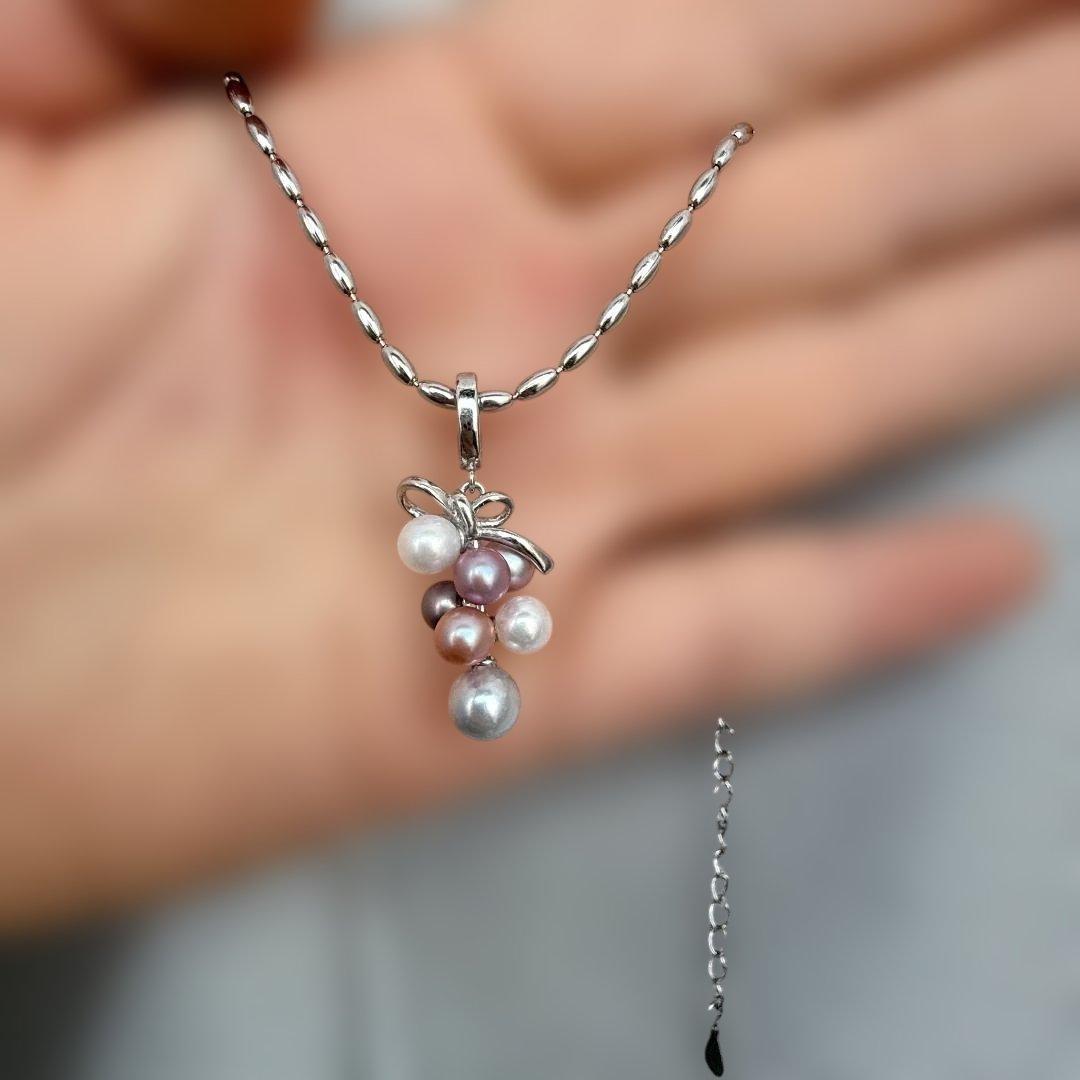 ✨【極光】天然マルチカラー 真珠 ペンダントトップ あこや真多麻入 S925✨