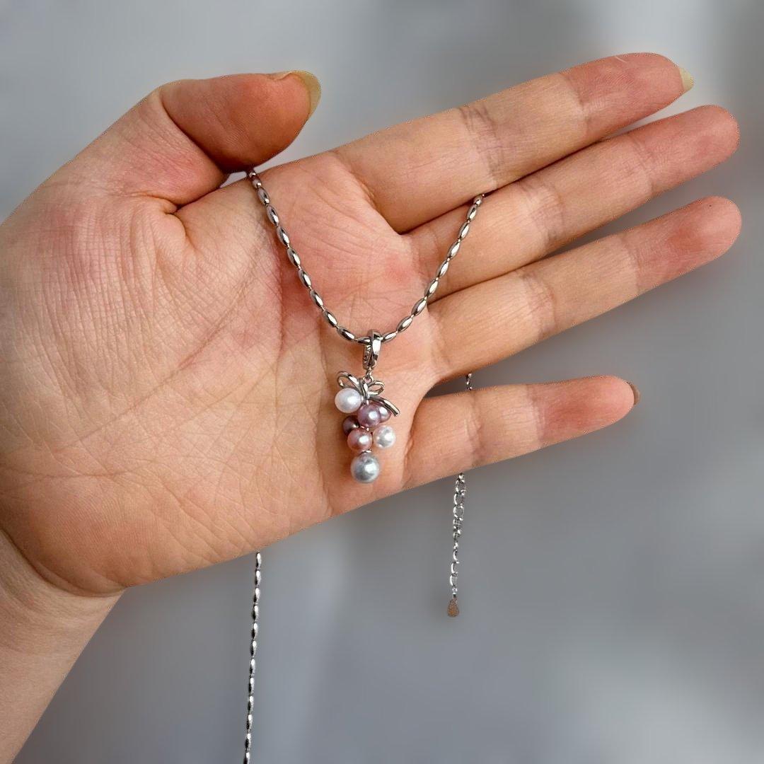 ✨【極光】天然マルチカラー 真珠 ペンダントトップ あこや真多麻入 S925✨