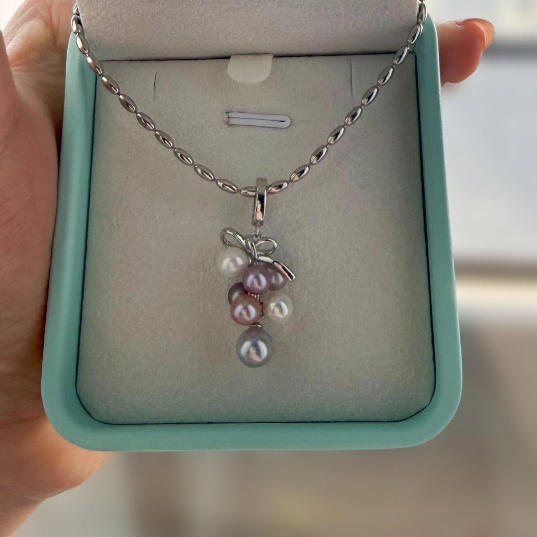 ✨【極光】天然マルチカラー 真珠 ペンダントトップ あこや真多麻入 S925✨