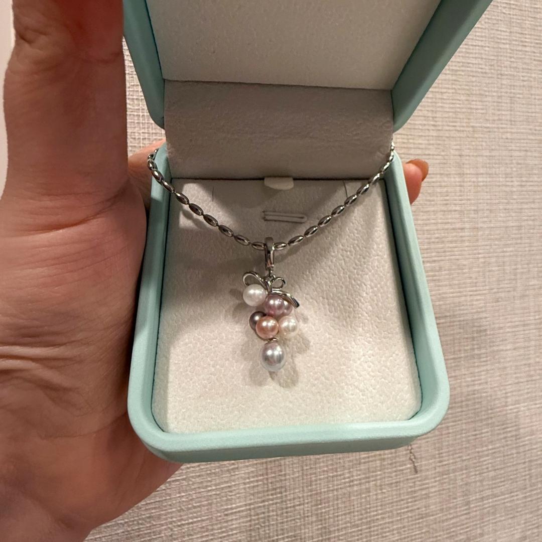 ✨【極光】天然マルチカラー 真珠 ペンダントトップ あこや真多麻入 S925✨