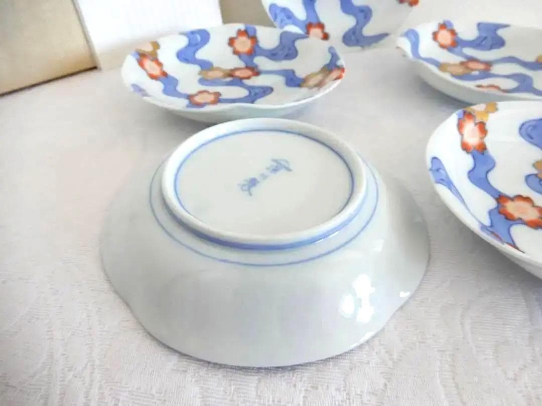 廃番希少　深川製磁【川に桜】銘々皿　取り皿　5枚　新品♬