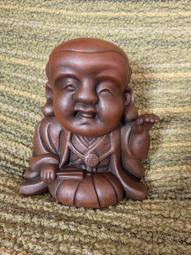 大幅値下げ、No.17備前焼福助の置物A2、古備前福助人形、縁起物、商売の神様、