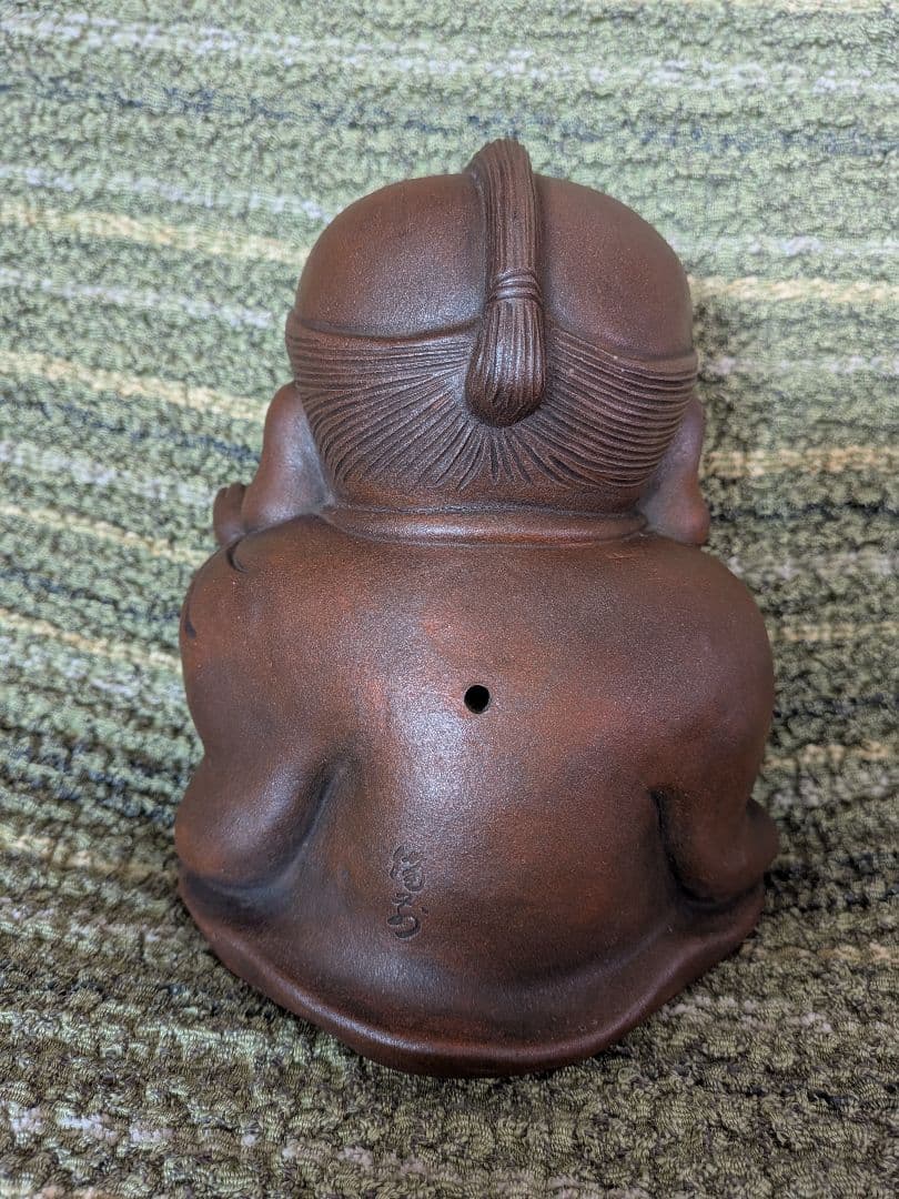 大幅値下げ、No.17備前焼福助の置物A2、古備前福助人形、縁起物、商売の神様、