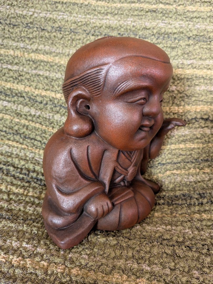 大幅値下げ、No.17備前焼福助の置物A2、古備前福助人形、縁起物、商売の神様、